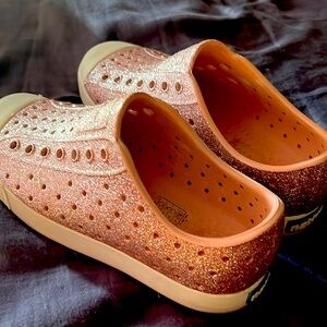 Sparkly Pink Native Sneakers, Kids Size 12